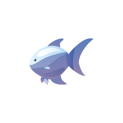 Sea perch, carp or crucian fish vector, cartoon marine animal, tropical aquatic blue fish isolated, ocean fauna wildlife