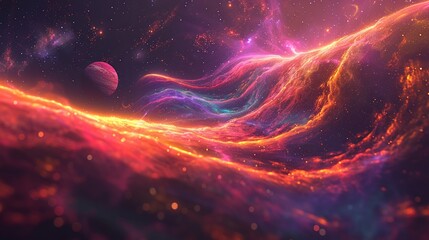 Obraz premium Vivid cosmic journey through a galaxy of stars and planets