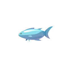 Sea salmon, trout, tuna or keta fish vector, cartoon marine animal, tropical aquatic blue fish, ocean fauna wildlife