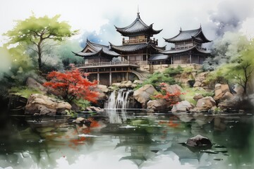 Fototapeta premium japanese garden in autumn