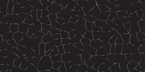 Obraz na płótnie Canvas Abstract black crystalized broken glass background .black stained glass window art vector background . broken stained glass gray lines geometric pattern .