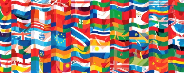international flags representing countries from around the globe.