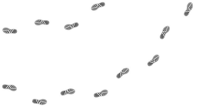 Animation footprint of Runing Human . Leaving  shoes  prints on the floor from  left to right.Walk loop animation, graphic motion. Human steps footage video  on white background. 4K. Sneakers print. 
