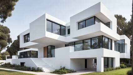 Fototapeta na wymiar Avant-garde structure boasting modern white architecture.