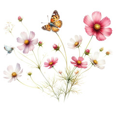 Fototapeta na wymiar Tiny Flowers Clipart Illustration
