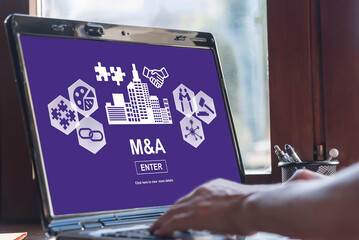 M&a concept on a laptop screen