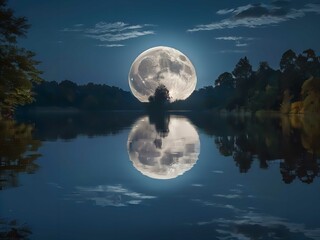 Fototapeta na wymiar moon over the lake