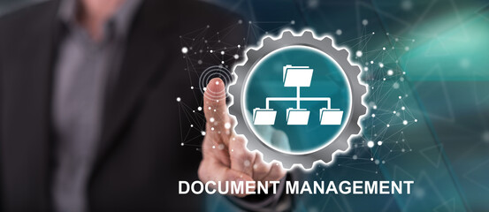 Man touching a document management concept
