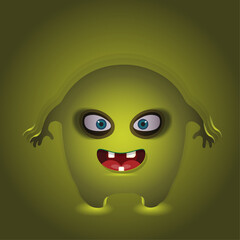 green angry monster vector illustration.