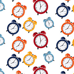 seamless pattern of colorful alarm clocks vector illustration for decoration, wall art, printing shirts.