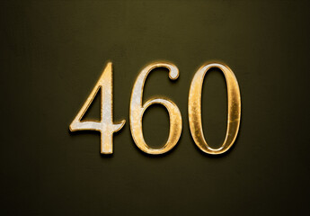 Old gold effect of 460 number with 3D glossy style Mockup.	