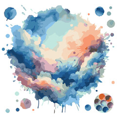 Colorful watercolor splash splatter stain isolated on
transparent background