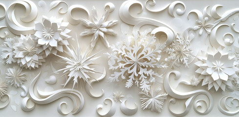 Cut paper shapes with decorative curving forms - 792027040