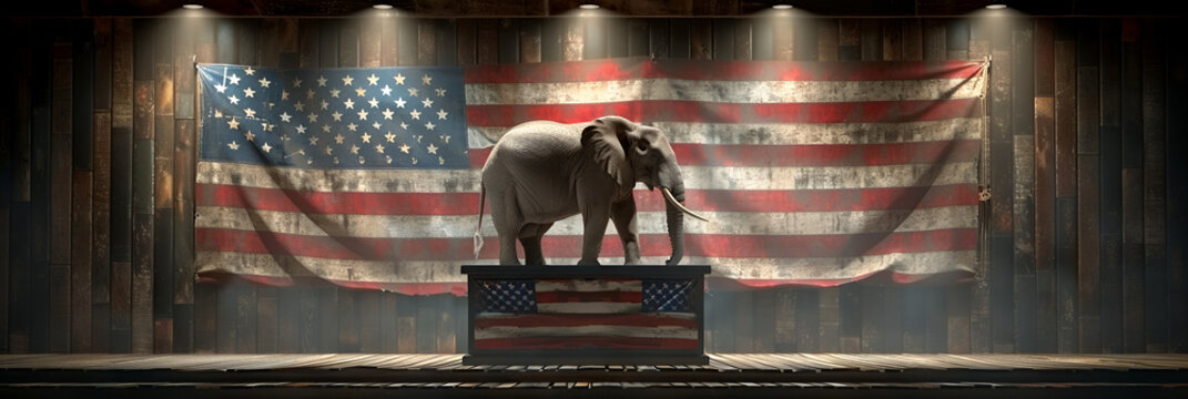 US Conservative Vote as an Elephant with the Ame,
A picture of an elephant with the words quot tusks quot on it
