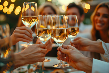 Toasting With White Wine at Twilight Celebration