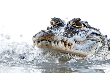 Foto op Canvas A crocodile stalking its prey in water © Veniamin Kraskov
