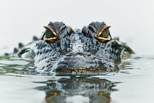 A crocodile stalking its prey in water