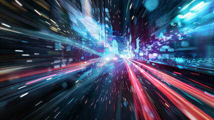 City traffic trails at night