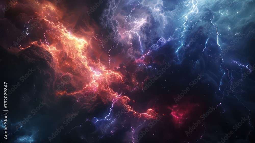 Poster colorful lightning background created with generative ai