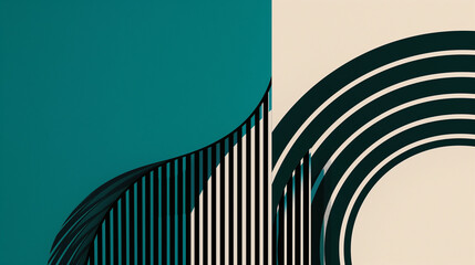 Overlapping lines in teal, black and off-white - 792029858