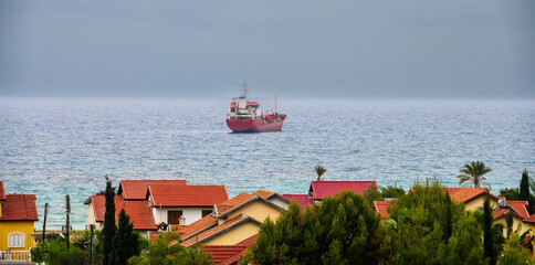 ship in the roadstead in the Mediterranean Sea in Northern Cyprus 3