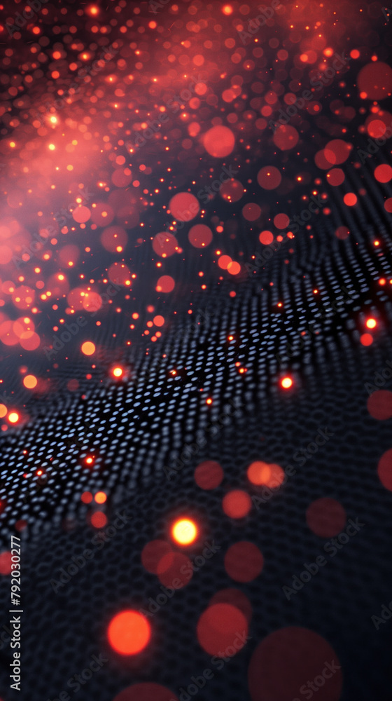 Aufkleber abstract glowing red particle dots on dark background.