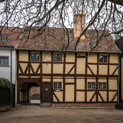 Ancient half-timberde house at Møntergården in Odense