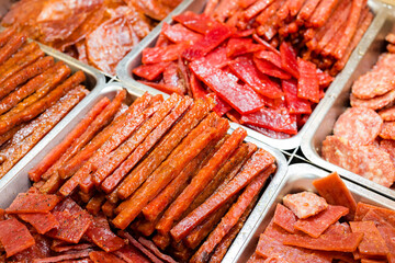 Beef and pork jerky store sell in the market