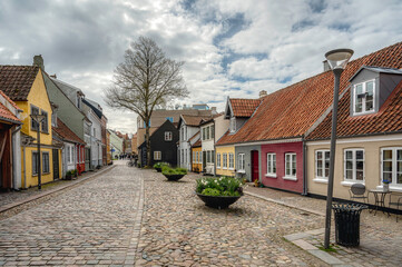 cobble stone street where H. C. Andersen was born in 1805