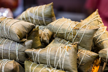 Sticky rice dumpling selling in the wet market