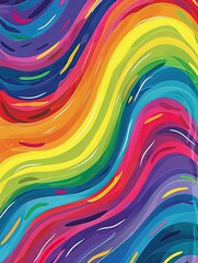 Vibrant abstract wavy rainbow pattern - A colorful abstract design with wavy stripes in rainbow hues represents creativity and diversity in art