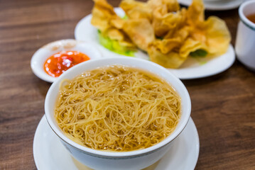Wonton noodles in Hong Kong city