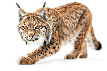 A lynx prowling, ready to pounce