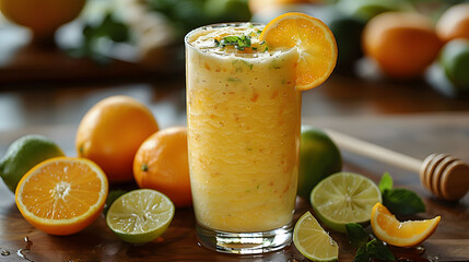 Freshness And Vitality, With Citrus Fruits Smoothie