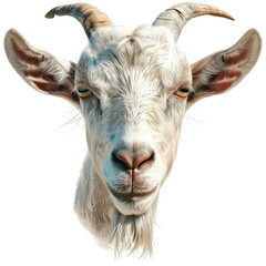 Goat with human face portrait with isolated on transparent, alpha, background, Eid ul adha, Eid al adha