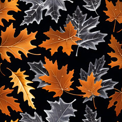 Fototapeta premium Autumn Elegance: Metallic and Natural Oak Leaves