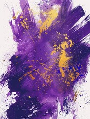 Explosive brushstrokes of purple and gold - An artistic expression with aggressive brushstrokes of purple and gold paint creating a sense of force and passion