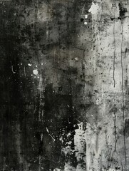 Dark abstract painting with drips and smears - An intriguing abstract piece, with drips and smears creating a hauntingly dark atmosphere on a textured canvas