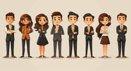Obraz premium A set of young business men and women characters in an office talking
