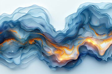  Abstract blue and gold marble background, with flowing liquid shapes creating an elegant composition. Created with Ai