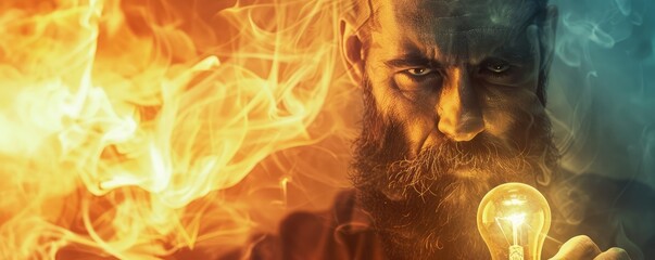 An illuminated light bulb with a heart-shaped filament symbolizes love, ideas, and inspiration.