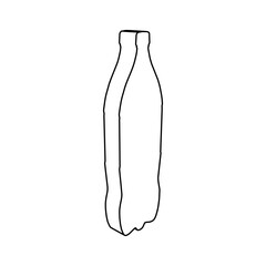 The outline of a large plastic bottle symbol is made with black lines. 3D view of the object in perspective. Vector illustration on white background