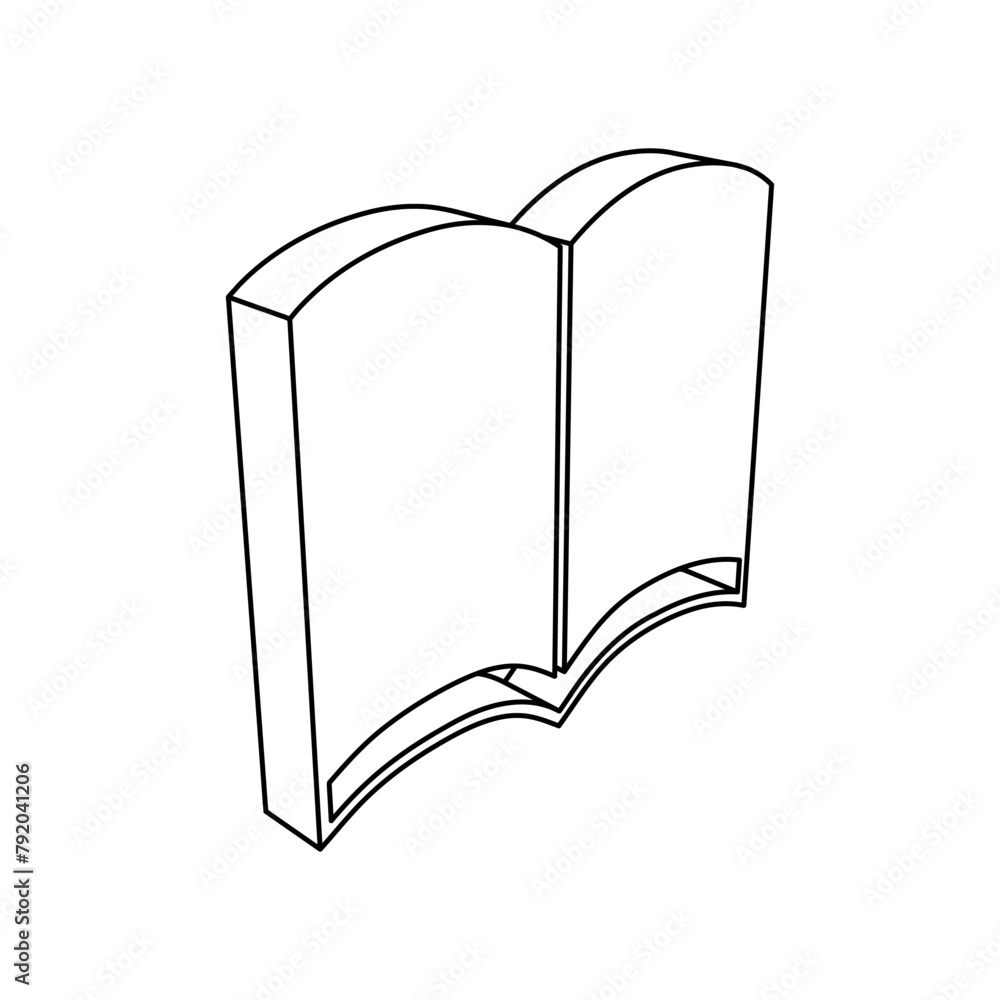 Poster the outline of a large book symbol is made with black lines. 3d view of the object in perspective. v