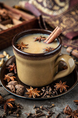 Obraz na płótnie Canvas Chai tea masala with spices, warming beverage