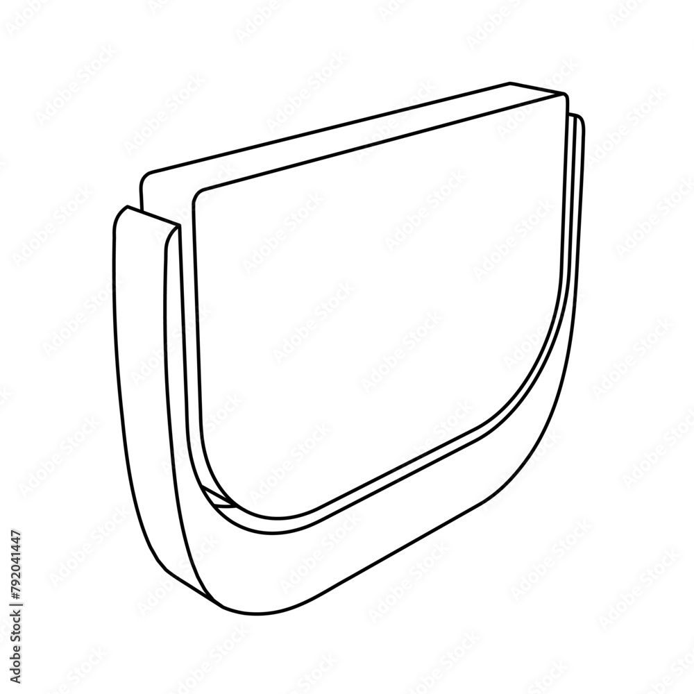 Poster the outline of a large ladies handbag symbol is made with black lines. 3d view of the object in pers