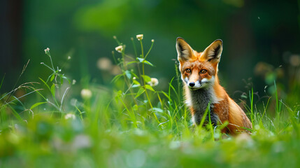 Red Fox hunting Voles wildlife scene