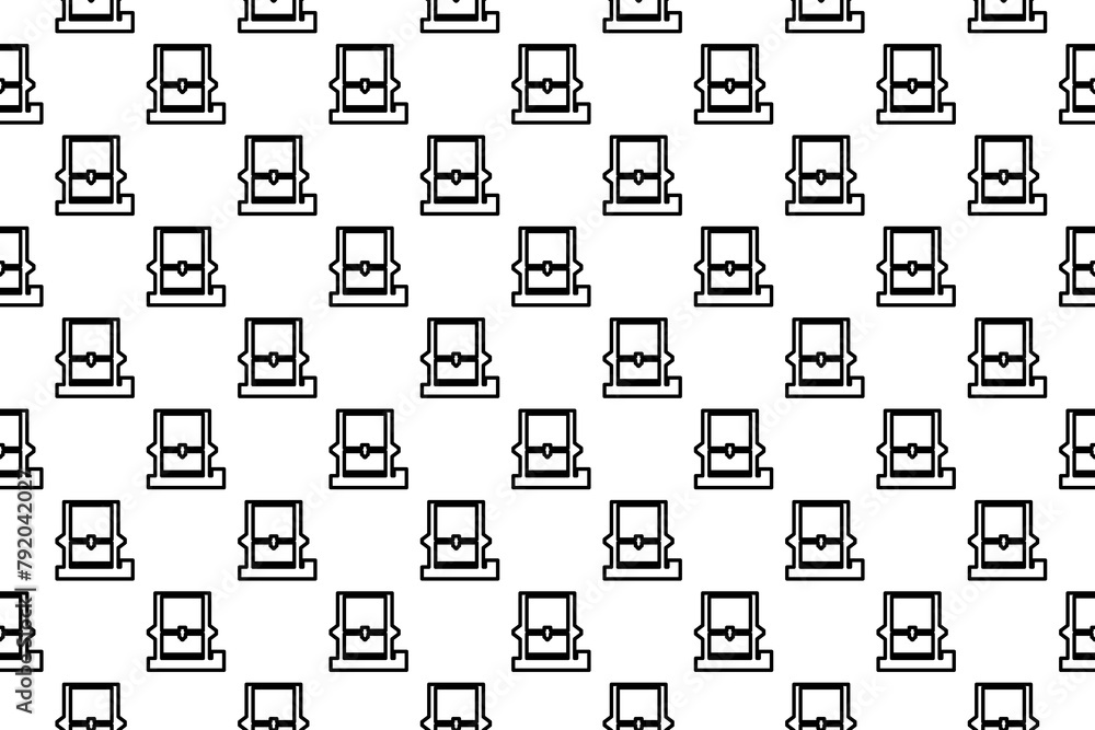 Poster seamless pattern completely filled with outlines of 3d printer symbols. elements are evenly spaced. 