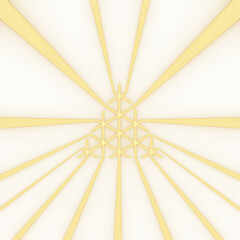 Sunburst neon triangle technology background. 3d rendering.