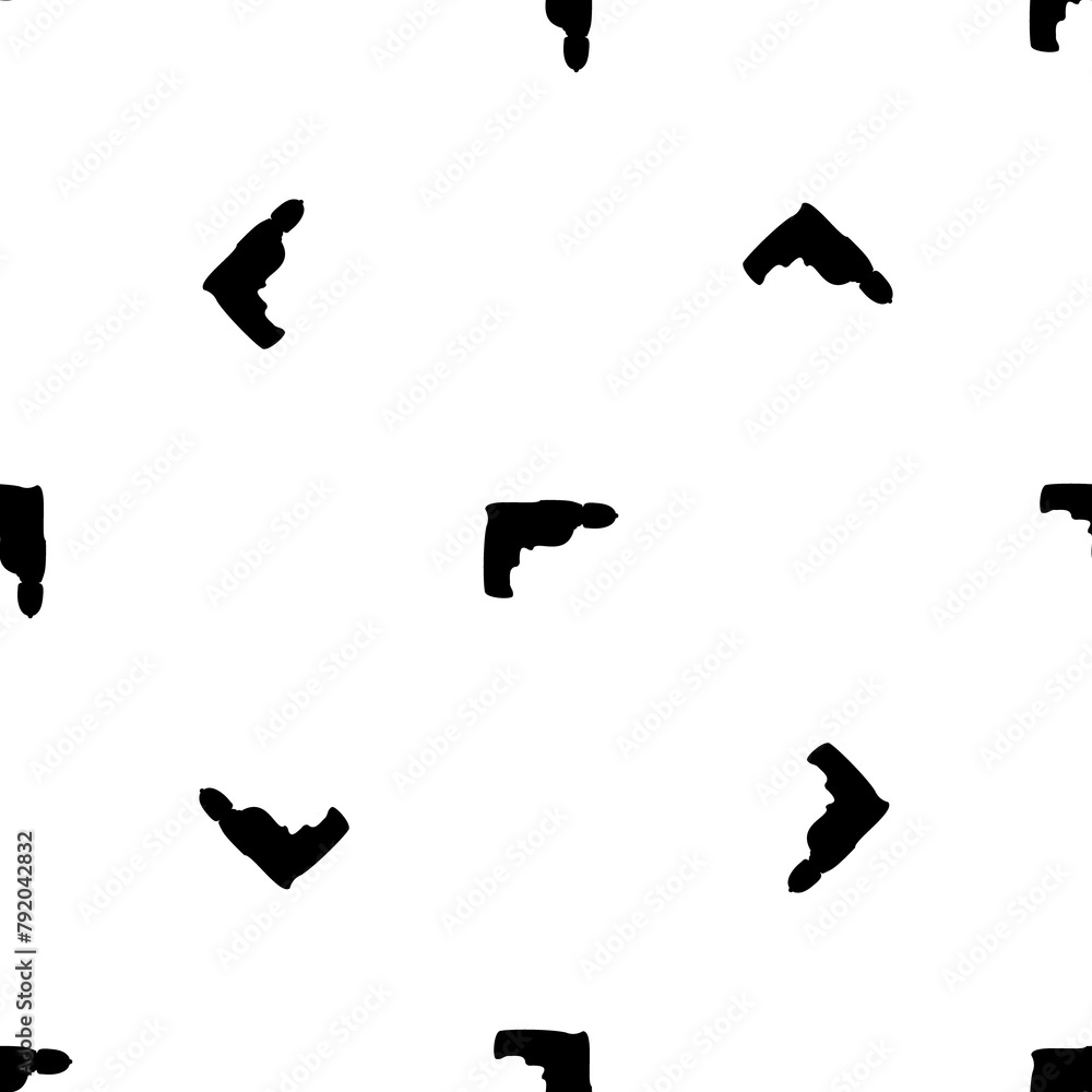 Poster seamless pattern of repeated black electric drill symbols. elements are evenly spaced and some are r