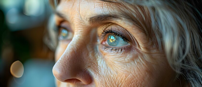 Eye Health Concerns: Closeup of a Senior Woman's Face. Concept Senior Health, Eye Care, Elderly Portraits, Closeup Photography, Facial Expressions